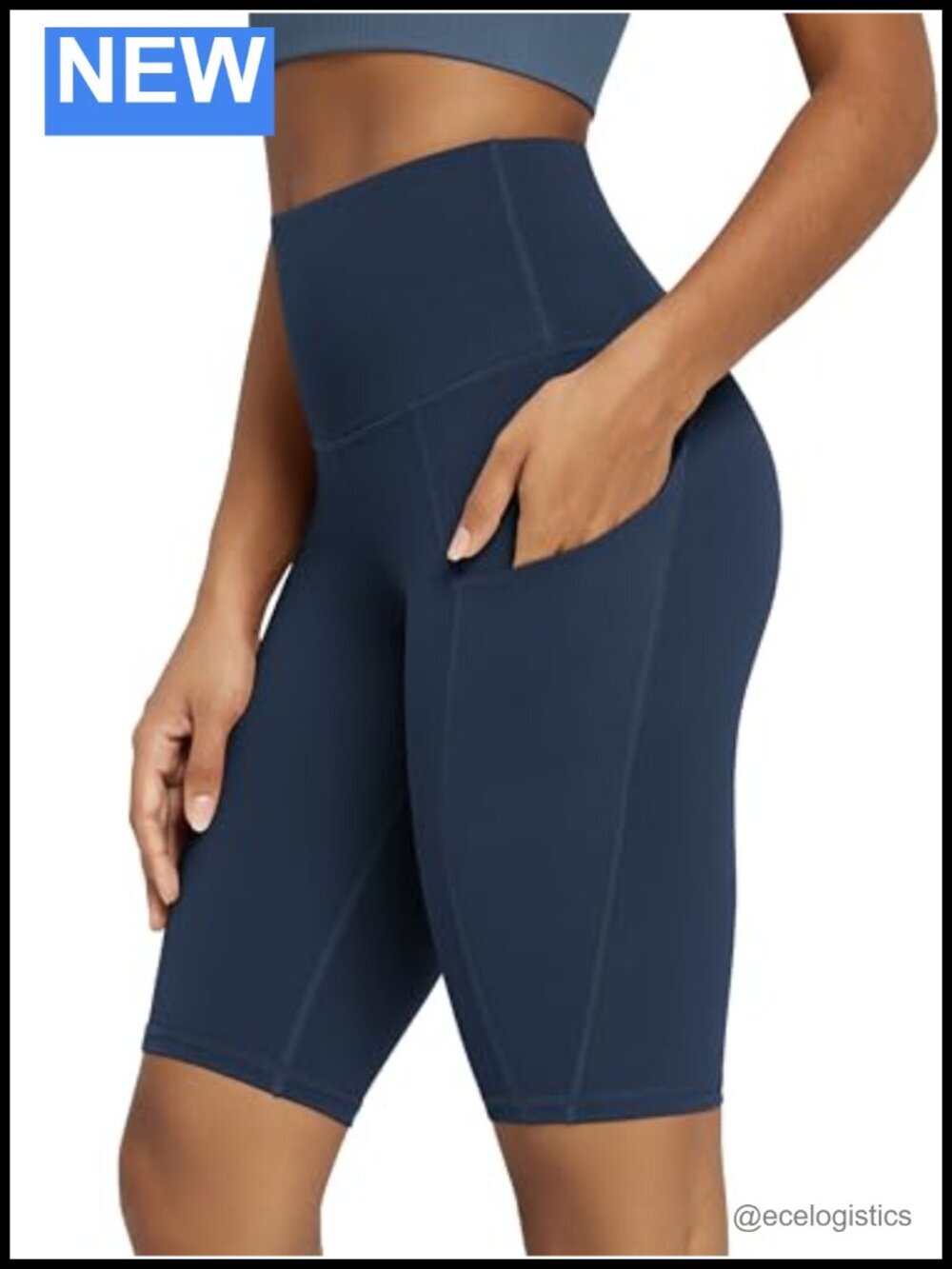 High Waist Tummy Control Biker Shorts with Pockets 10" Inseam
